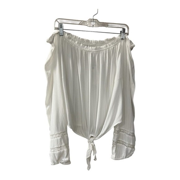T. Rose White Off The Shoulder Crop Blouse NWT Size L - Picture 4 of 11